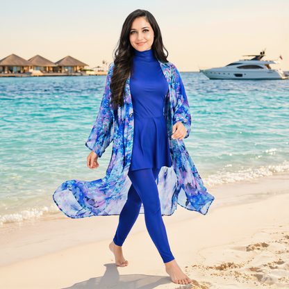 Burkini Prestige Bleu Océan 4 pièces